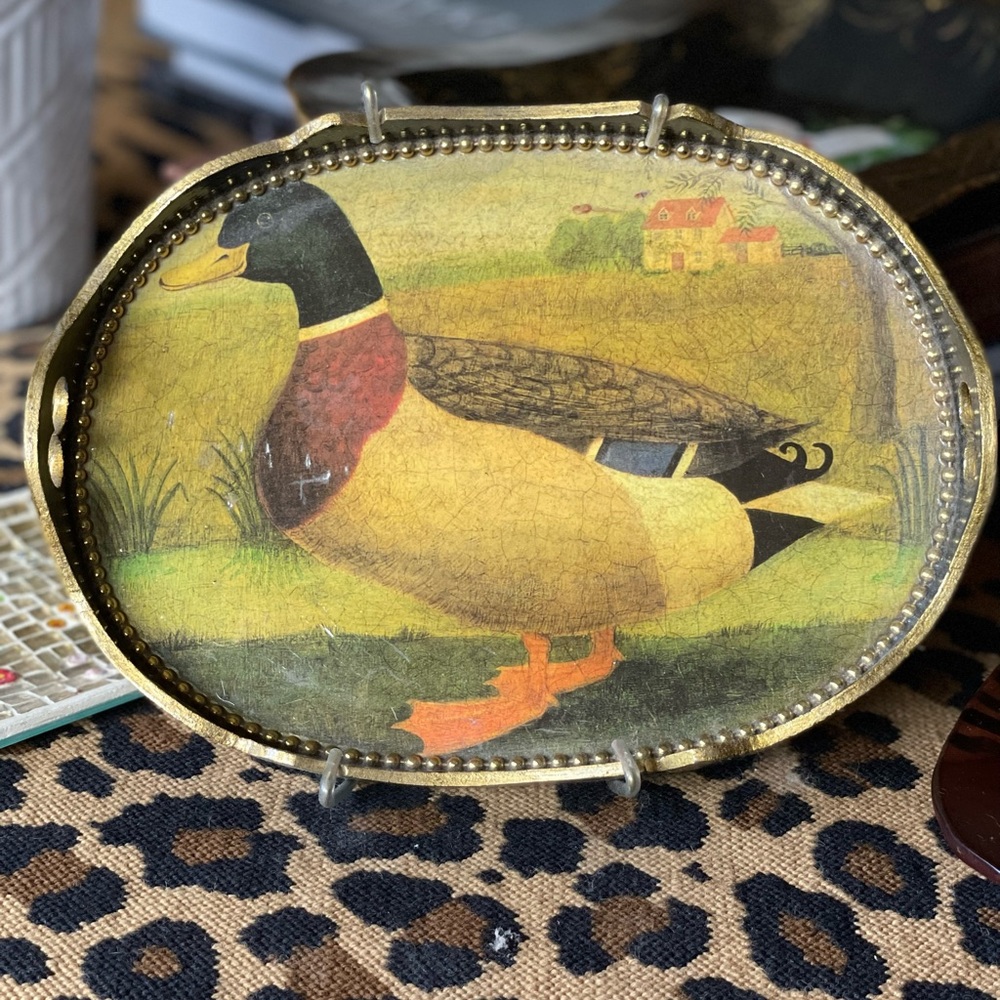 Paper mache tray of mallard duck